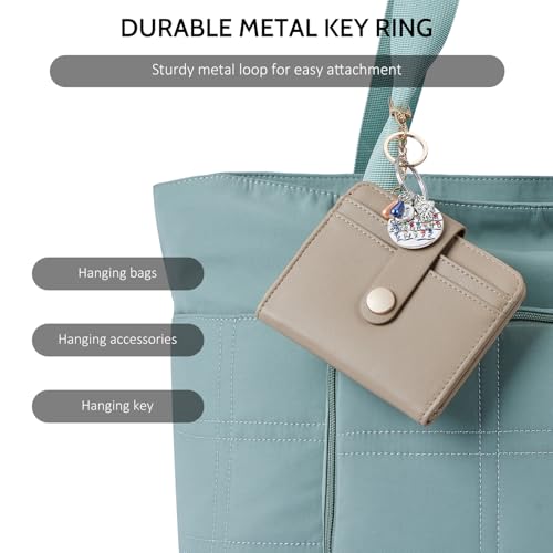 POIUGOYA Slim Wallet for Women RFID Card Holder Keychain - color: Light Khaki