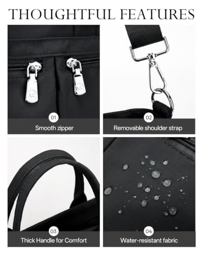 Small Tote Bag for Women, Mini Crossbody Purse Work Shoulder Bags - color: Black