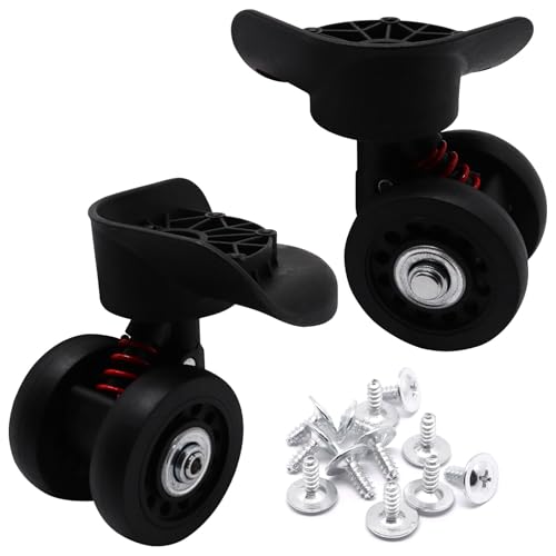 Luggage Wheels Replacement Kit, Suitcase Wheels Replacement with Screws, 360° Rotation Spinner Wheel, Mute Double Row Swivel Wheel for Luggage Suitcase Trolley (Black, 2PCS) - style: C-2pcs