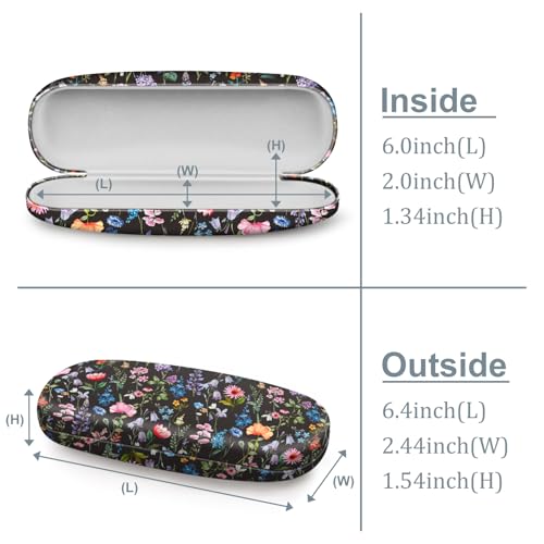 FINTIE Hard Shell Eyeglasses Case, Portable Protective Glasses Cover - color: Black Floral