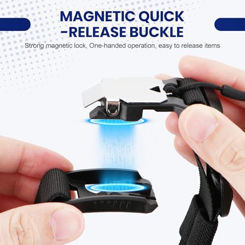 Magnetic Luggage Strap for Backpack & Suitcase - Heavy Duty Suitcase Belt with Jacket Gripper - Multi Purpose Travel Accessories with Replaceable Hooks - Adjustable Extra Bag Holder