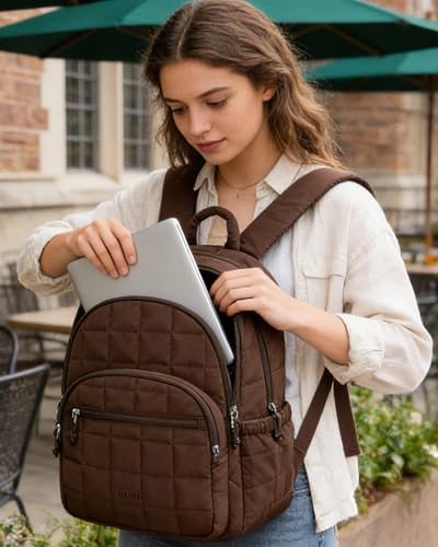 BAGSMART Travel Backpack for Women, College Laptop Backpack, Chocolate - color: Chocolate, size: Standard 15.6 Inch