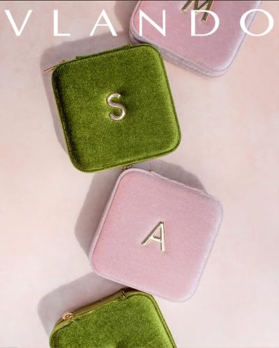 VLANDO Small Jewelry Travel Case, Letter E Case with Compact Mirror - color: Pink, size: Letter E