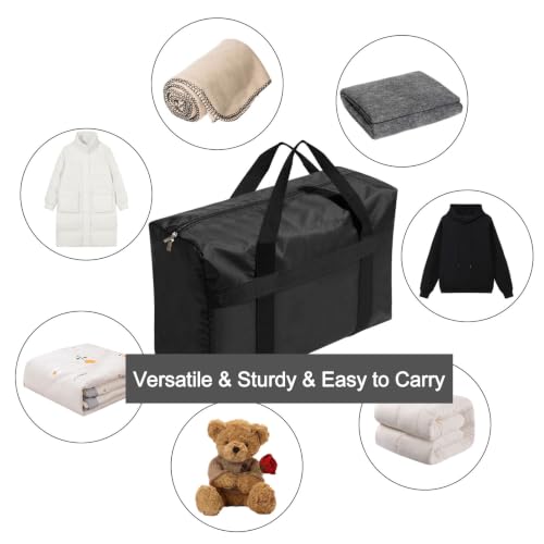 Extra Large Moving Bags with Strong Zippers and Carrying Handles - color: 1 Pack, Black