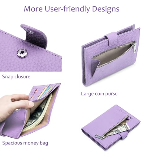 RFID Passport Wallet for Women, Genuine Leather Travel Holder - color: Lavender