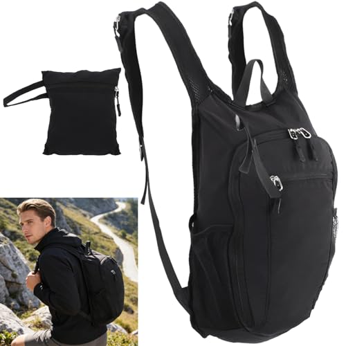 Lightweight Packable Hiking Backpack, 10L Travel Daypack with Water Bottle Holder, Polyester Foldable Shoulder Bag for Outdoor Camping, Hiking and Daily Use