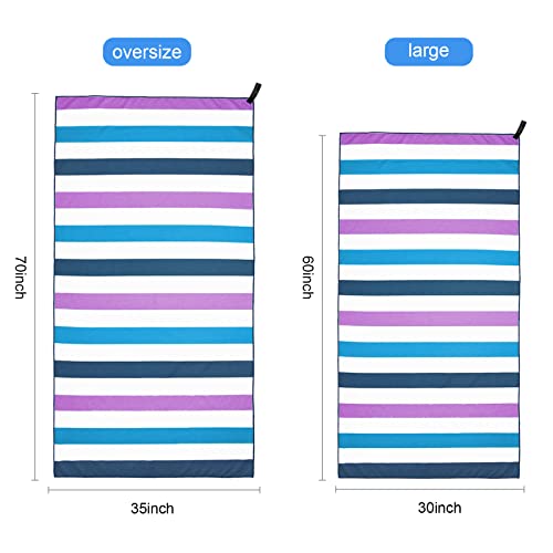 Exclusivo Mezcla Microfiber Quick Dry Oversized Beach Pool Towel - color: Stripe-dark Purple, size: 35" x 70"