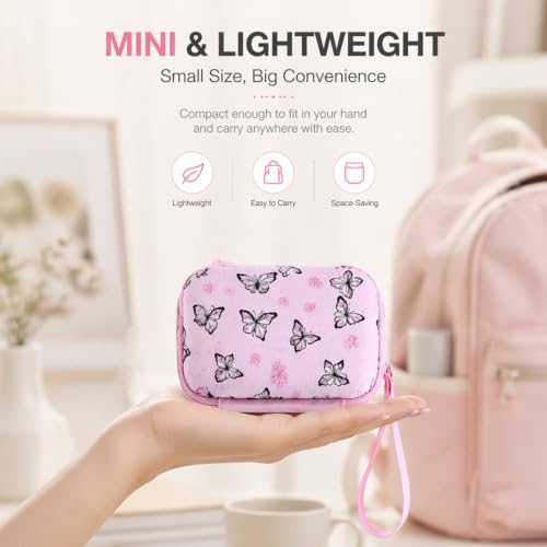 Electronics Travel Organizer Case for Cord,Charger,Phone(Pink Butterfly,S)