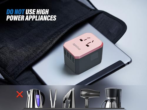 EPICKA Universal Travel Adapter with 1AC/1 USB-C/4 USB-A Ports - color: Rose Gold