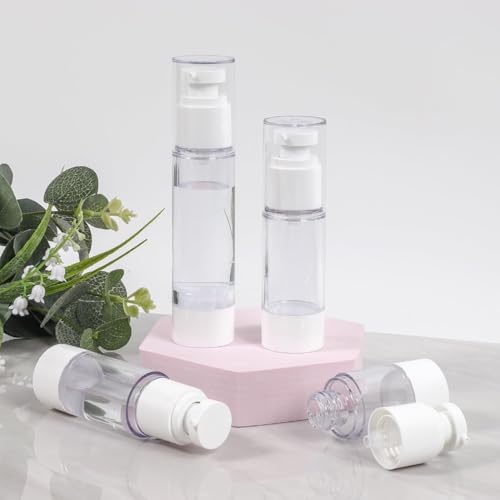 Clear Airless Pump Bottles, Vacuum Travel Cosmetic Containers - size: 50ml (3pack)