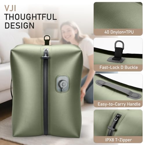 VJI 18L Vacuum Bag for Travel with Built-in Pump, IPX8 Waterproof, Green - color: Green