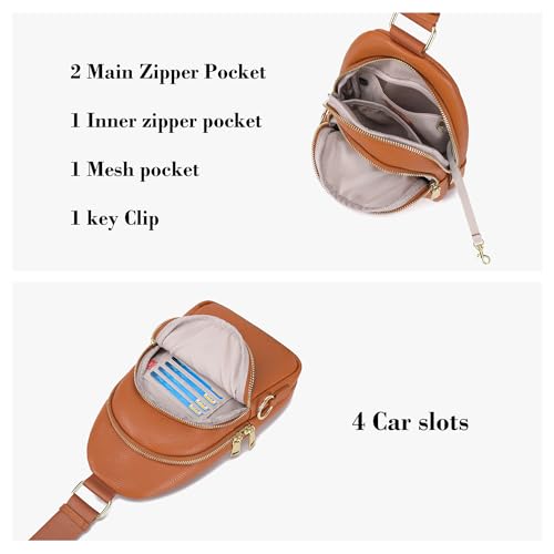INICAT Small Sling Bags for Women Crossbody Purse - color: Brown Red