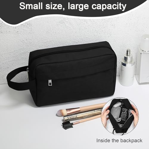 Compact Travel Toiletry Bag Waterproof Hanging Wash Organizer for Travel Accessories Cosmetic Kit Bathroom Essentials (Black) - color: Black