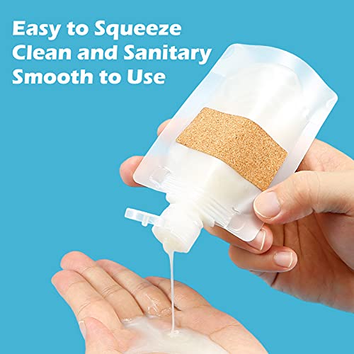 TailaiMei 12 Pieces Travel Pouches for Toiletries, TSA Approved Portable Travel Size, Refillable Stand Up Pouch for Shampoo/Conditioner/Lotion (50ml/1.7oz) - size: 12Pcs 1.7 Ounce