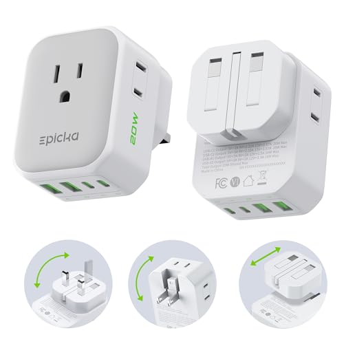 EPICKA PD 20W UK Type G Travel Adapter, 2USB-A/2USB-C, 2-Pack - style: 2 Packs Type G-for England