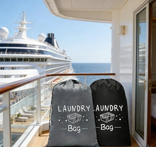 2 Pack XL Travel Laundry Bag, Dirty Clothes Organizer with Drawstring, Large Enough to Hold 4 Loads of Laundry, Easy Fit a Laundry Hamper or Basket,24" x 36" - color: Grey&Black