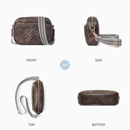 BOSTANTEN Quilted Small Crossbody Bag for Women Vegan Leather Purses - color: Coffee