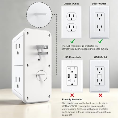 Wall Outlet Extender with Night Light, Power Plug Adapter Multi Plug Outlet Surge Protector with 4 USB Charging Ports (2 USB C), Adapter Spaced Outlets for Home Travel Office-ETL - color: White Night Light 1 Pack