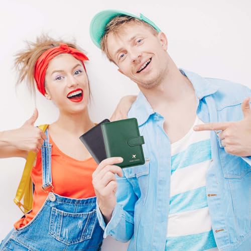 Cnycmy Passport Holder for Travel,Passport Cover Case with RFID - color: Leatherate-Green