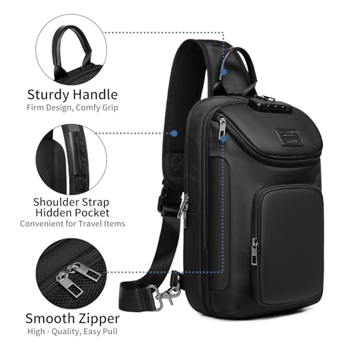 reeyee Sling Crossbody Bag Men, Travel Hiking Shoulder Chest Bag Backpack - color: Blue