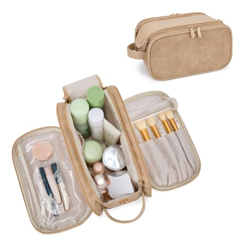 Wrangler Large Makeup Bag Travel Toiletry Bag Portable Cosmetic Bag - color: Carved-Beige