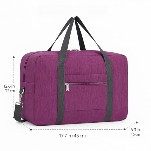 Foldable Travel Duffel Bag for Women and Men, Lightweight Carry-On Tote with Large Capacity and Simple Design (Purple) - color: Purple