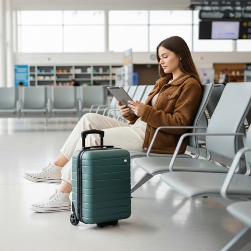 16" Carry-On Suitcase,2 Wheels,Hardshell Suitcase,NO LOCK - color: Green, size: Carry on - 16 Inch