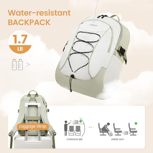 LOVEVOOK Mens Backpack with Giant Tumbler Holder Pocket,15.6 Inch Everyday Laptop Backpack Commuter Travel Work Computer Bag for Women,Casual Hiking College Teacher Back Pack Daypack,White-Bean Green - color: White - Bean Green(drawstring)