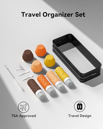 Travel Bottles for Toiletries Silicone Travel Size Containers 3.4oz 1.7oz - color: Retro Sunlight