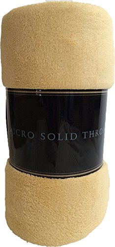 Decotex Warm & Cozy Super Soft Plush Solid Fleece Throw Blanket (50"x60", Gold) - color: Gold