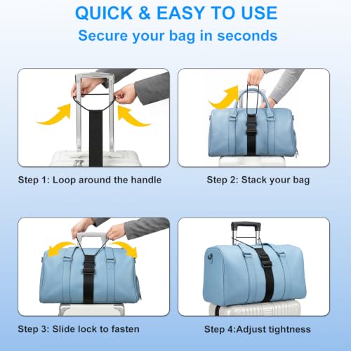 2 Pack Heavy-Duty Adjustable Elastic Luggage Straps for Suitcases, Black