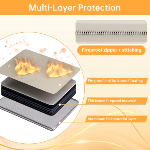 DocSafe 6400°F Fireproof Document Box with Lock, 10 Layers Heat Insulated - color: Beige