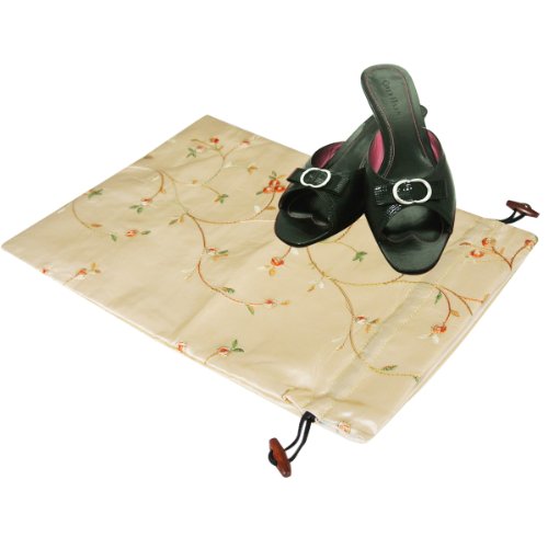 Wrapables Beautiful Embroidered Silk Travel Bag for Lingerie & Shoes - Beige - color: Beige, size: 14"L x 11"W