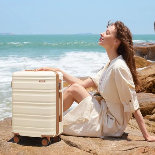 7 Piece luggage sets with YKK Zipper 20/24/28" with Backpack - color: Off White, size: 7 piece set (20/24/28inch)