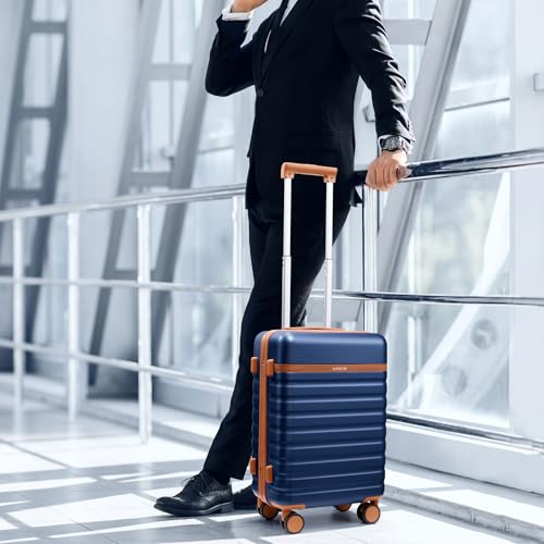 Luggage Sets 7 Piece,Hardside Large Checked Suitcase with Backpack Set | ABS Lightweight But Durable Carry on Luggage with 360° Spinner Wheels& YKK Zippers,TSA Lock,Space-Saving Nested - color: Dark Blue, size: 7-Piece Sets