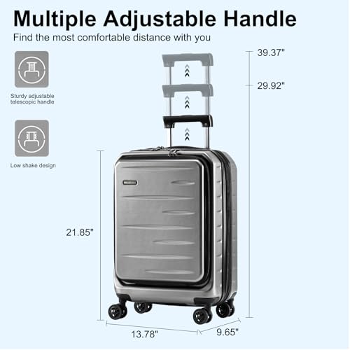 CENSIEN Expandable 20" Carry On Luggage Airline Approved with Front Pocket - color: Gray, size: 20 Inch EXT