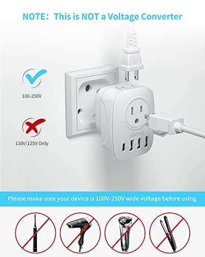 VINTAR South Africa Plug Adapter, Type M Plug Adapter with USB C, 2 Pack - style: Type M-2 Pack-White-South Africa