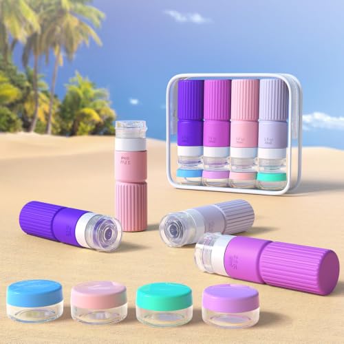 Tocelffe Travel Bottles for Toiletries,TSA Approved Silicone Travel Containers for Toiletries,Leak Proof Refillable Liqus Shampoo And Conditioner Travel Essentials toiletry Bottles - color: Purple