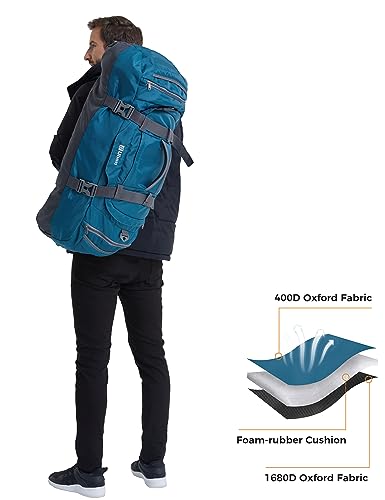 Ubon Convertible Duffel Backpack Weekender Gym Bag with Shoe Compartment - color: Dark Teal, size: 80L