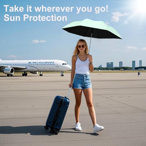 BAODINI Mini Travel Umbrella with UV Sun Protection, Compact Pocket-Size - color: E-1 Pack Green