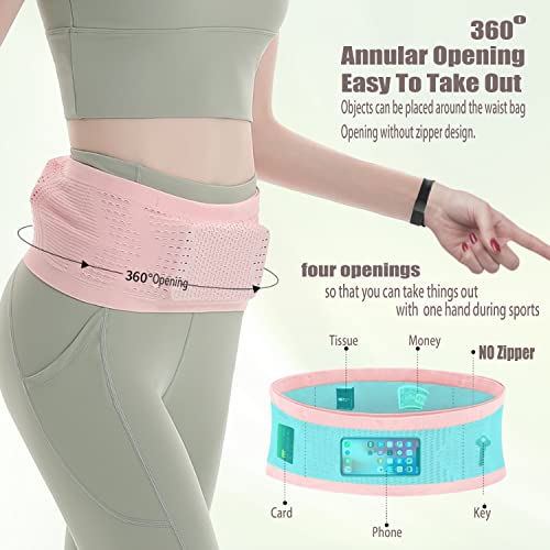 Slim Invisible Running Belt, Breathable Large Capacity Mesh Pouch - color: Pink, size: Small