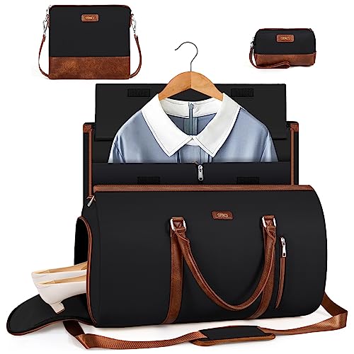Convertible 2-in-1 Garment Bags for Travel with Waterproof Shoe Compartment - color: B-Black