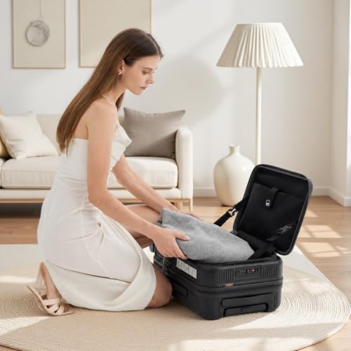 20" Carry On Luggage, Small Top Opening Suitcase, Black - color: Black