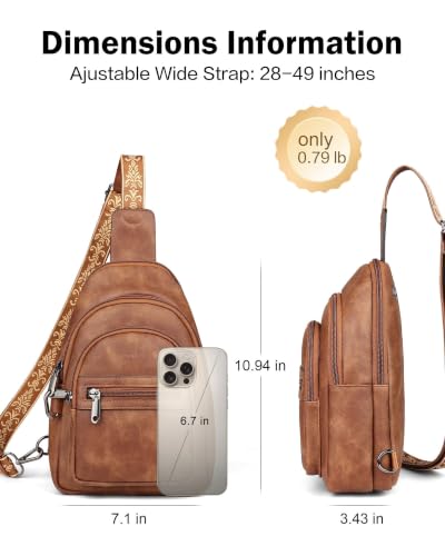 FADEON Sling Bag for Women, Designer Small Crossbody Bags, Adjustable Strap - color: 2 Brown Retro Style