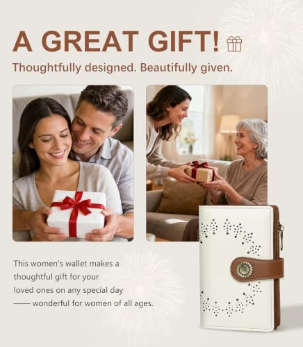Beige Brown Wallet Women RFID, Passport Holder, Credit Card Holder - color: Black & Brown
