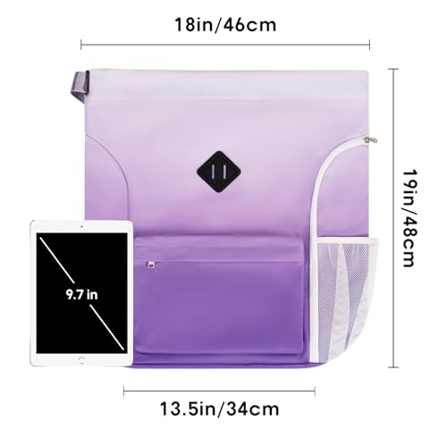 WANDF Drawstring Backpack with Shoe Compartment, Sports Gym Bag - color: L, Purple Gradient, size: Large