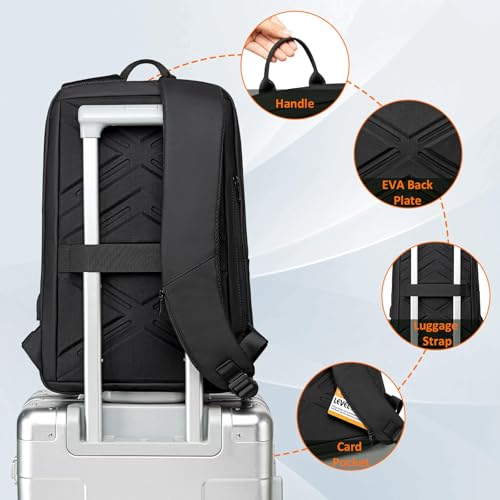 FENRUIEN Slim Laptop Backpack for Men 15.6 Inch, Black - size: 15.6 Inch, style: Commuter Backpack