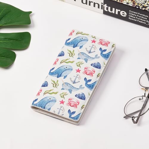 FALAN MULE Ultra Slim Thin Wallet Women RFID Blocking Leather Bifold Ladies - color: Yf-Whale White