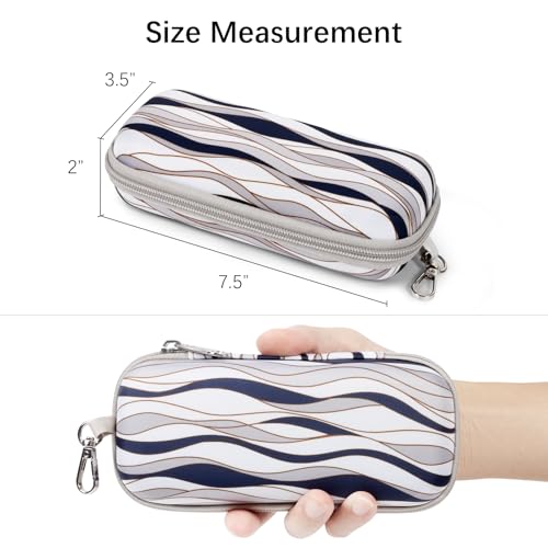 Double Eyeglasses Case for Dual Sunglasses, Hard Shell with Zipper - color: Gray Wave