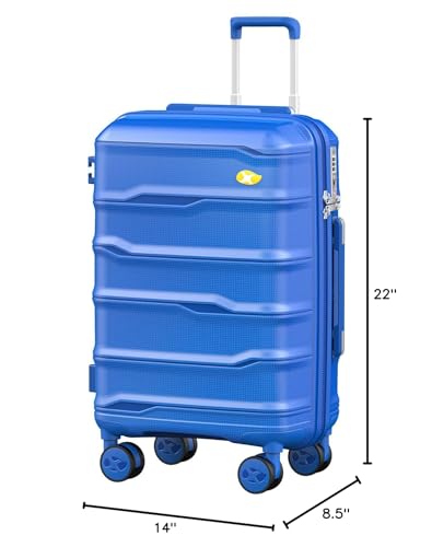 20 Inch Expandable Carry On Luggage 22x14x9 Airline Approved Suitcase | Lightweight Hardshell ,8 Spinner Wheels & TSA Lock,Blue - color: 0-Blue, size: Carry-On 20-Inch